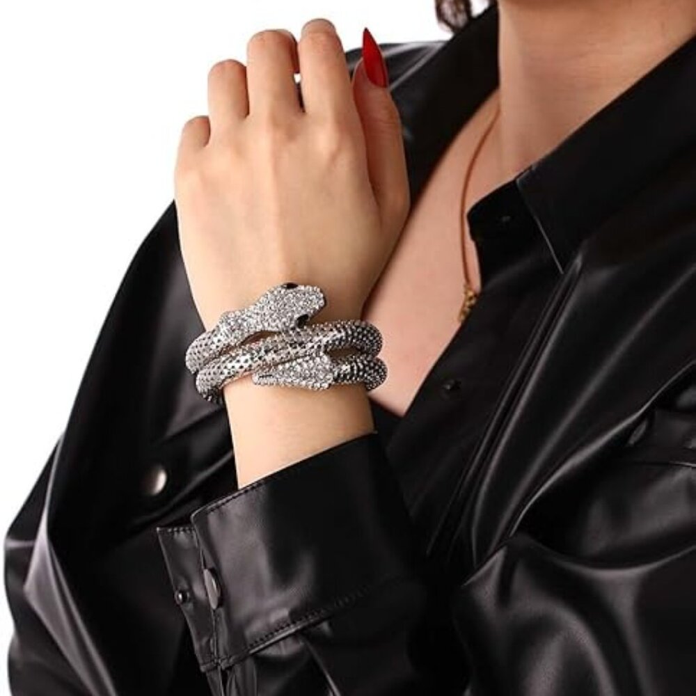 Neiman Marcus Crystal Rhinestone Snake Bangle Bracelet